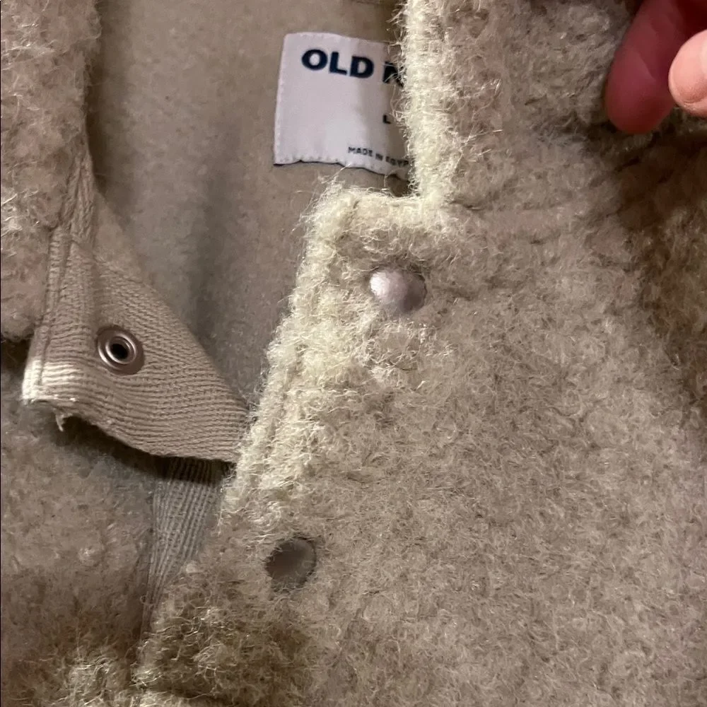 Old Navy Beige Fleece Teddy Sweater - Picture 3 of 10